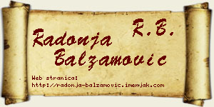 Radonja Balzamović vizit kartica